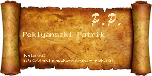 Peklyanszki Patrik névjegykártya